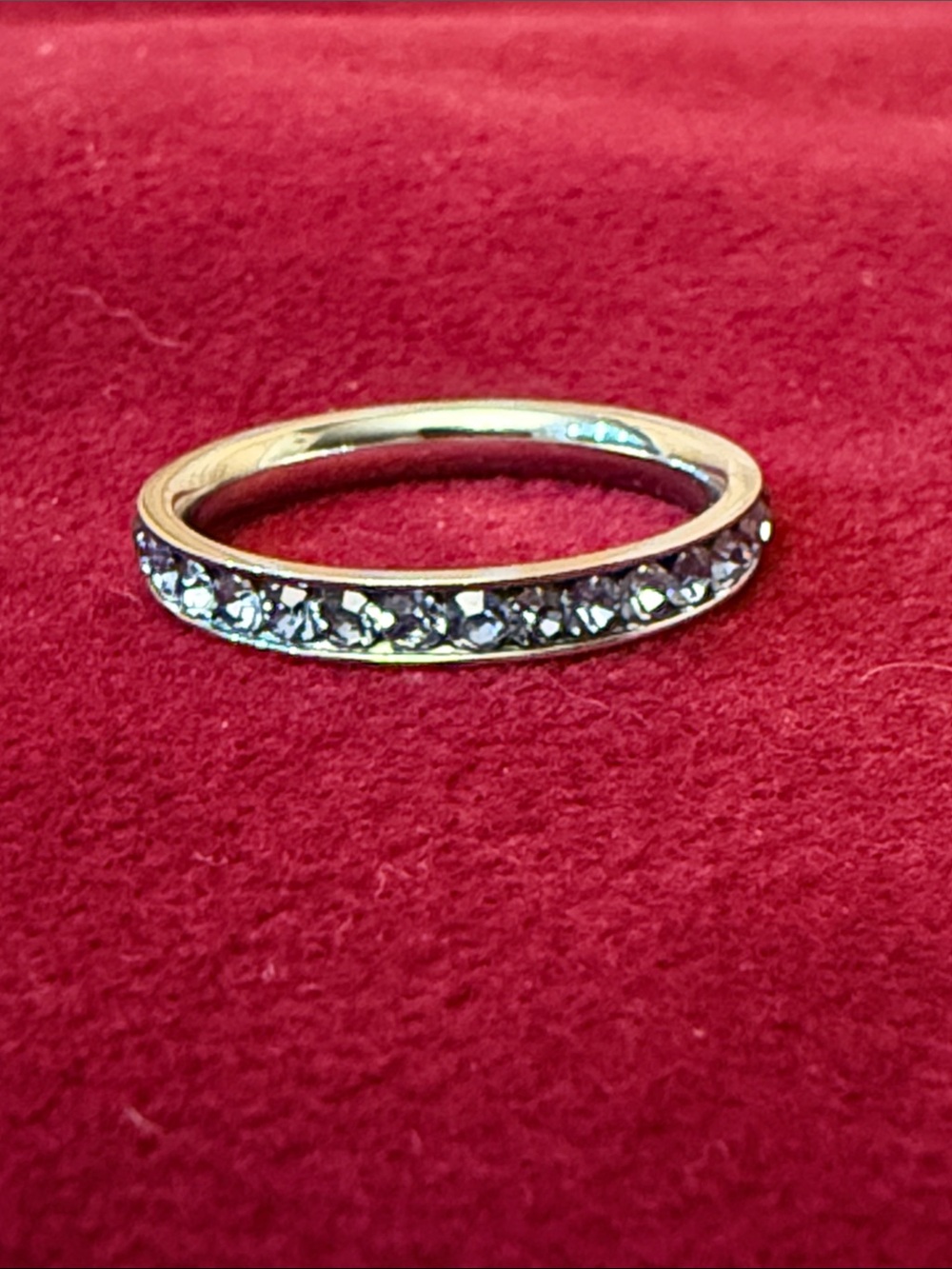 Stainless steel, tanzanite crystal band